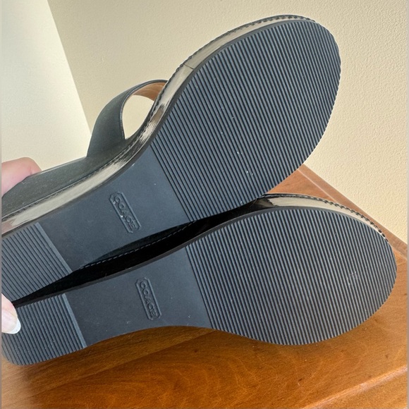 Coach Black and Gold Wedge Sandals - Picture 7 of 8